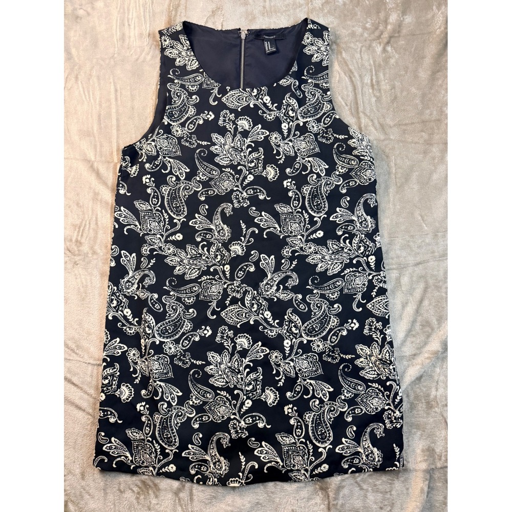 Y2k Forever 21 Paisley Sleeveless‎ Mini Sheath Dress Womens Size M Mod Office